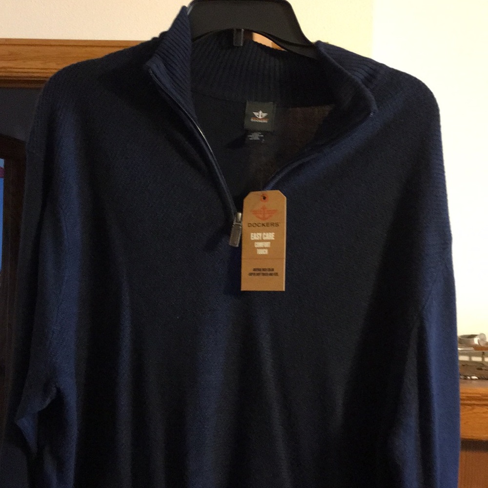 Lightweight navy blue sweater.